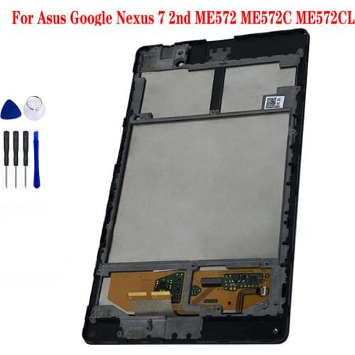 Black LCD Display Monitor Panel + Touch Screen Digitizer Sensor Glass Assembly + Frame For Asus Nexus 7 2nd ME572 ME572C ME572CL