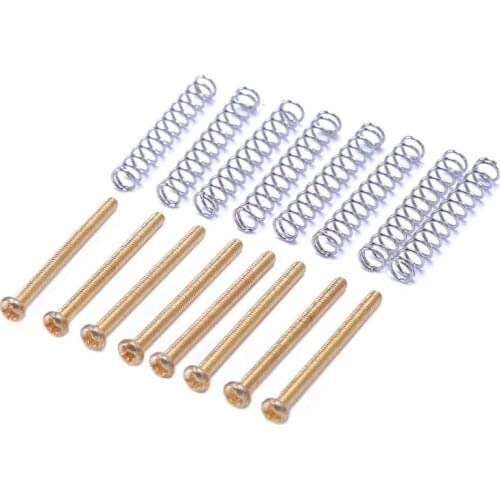 8 Pcs M2.5x32MM Electric Guitar Humbucker Pickups Adjust Height Screw and Spring - Pitch 0.4mm - gold