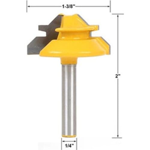 1PC Small Lock Miter Router Bit Anti-kickback 45 Degree 1/2 Inch Stock 1/4 Inch Shank Tenon Cutter for WoodworkingTools