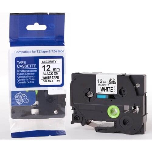 1Pc tze-se3 Black on White 12mm*8m Security tapes tz-se3 tz se3 tzse3 tzese3 for brother PT200 PT-H100 PT-H110 label printers