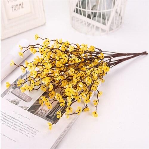 2 Bouquet Artificial Flowers Plum Blossom Home Decor Accessories Wedding Party DIY Plastic Fake Flowers Home Garden Decoration