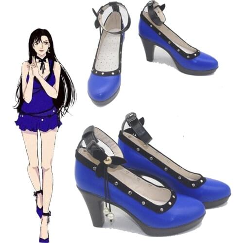2020 Game Final Fantasy VII Remake Tifa Cosplay Shoes FFVII FF7 Tifa Lockhart Cosplay High Heeled Shoes Women Girls Blue Shoes