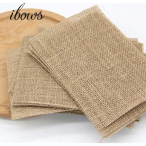 5pcs/lot Round& Square Vintage Hessian Burlap Jute Natural Style Wedding Christmas Party Home Decoration DIY Crafts Accessories