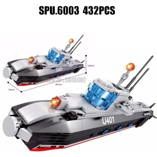 6446 432pcs Military Army Maritime Nuclear Powered Attack Submarine Building Block Toy