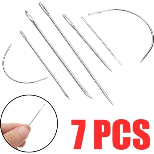 7pcs Eye Sewing Needles Stainless Steel Embroidery Cross Stitch Knitting Yarn Sewing Hand Crochet Hook Set Kit DIY Crafts Tool