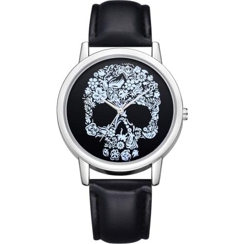 Skull Head Pattern Quartz Wristwatches Women Simple Fashion Hours Watch Luxury Female Leather Belt Woman Watches