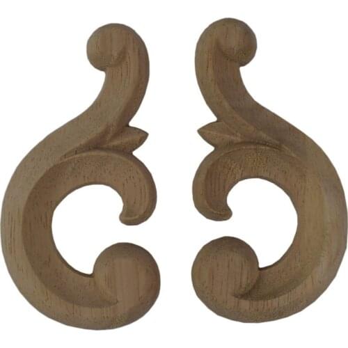 Floral Wood Carved Decal Corner Applique Decorate Frame Wall Doors Furniture Wooden Figurines Cabinet Decorative Miniatures