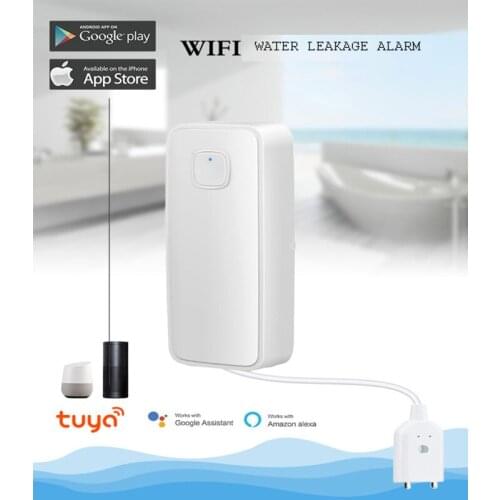 Tuya Smart Wifi Water Leak Sensor Detector Alarm Compatible With Tuya Smart Life App 85dB Alarm Sound Smart Home Security