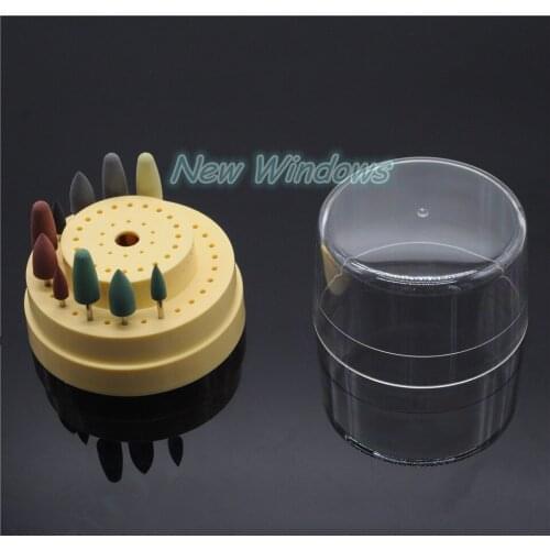 Dental Bur CASE Holder (60 Holes) And 10Pcs Silicone Rubber polishers Diamond