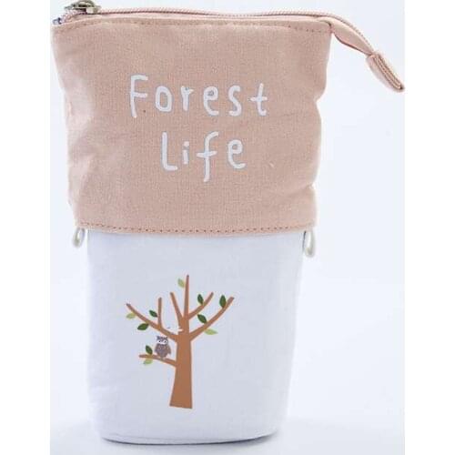 Kawaii Pencil Case Canvas Extend Pen Holder Candy Color Stationery Organizer Pencil Pouch Cosmetic Bag School Supplies Pen Bag
