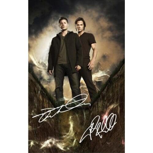 JENSEN ACKLES & JARED PADALECKI SUPERNATURAL Signature TV SERIES Art Film Print Silk Poster Home Wall Decor 24x36inch