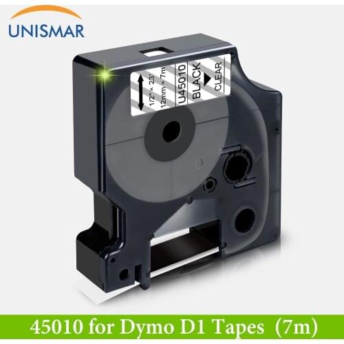 Unismar D1 Tapes Black on Clear 45010 Label Ribbon Compatible for Dymo LabelManager 160 280 420P PnP 360D 210D Print Label Maker