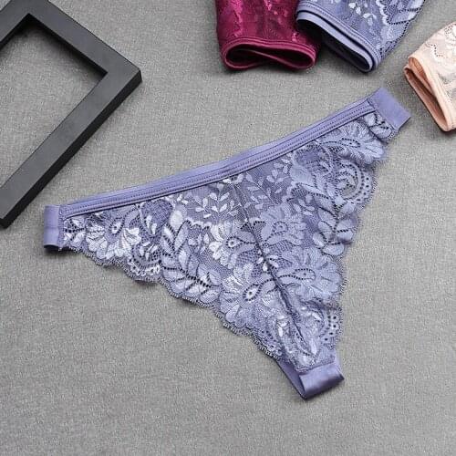 M L Xl Sexy T Stytle Lace Panties Low Waist Seamless Lingerie Sexy Lace Seamless Underwear for Woman Hot Hollow Out Floral Brief