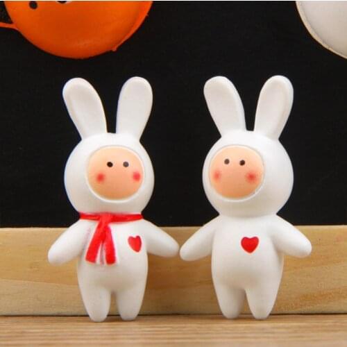 Cartoon Lovely Rabbit Mini Figures Figurine Cute Bunny Miniature Landscap Model Doll Toys for Children Kids Christmas Gifts
