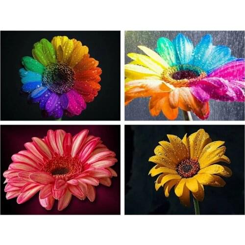 FIYO 5D DIY Diamond Painting Daisy Diamond Mosaic Embroidery Colorful Flower Modular Pictures Handmade Gift Decorative Paintings