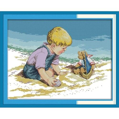 The beach boy cross stitch kit DIY hand embroidery set craft handmade needlework