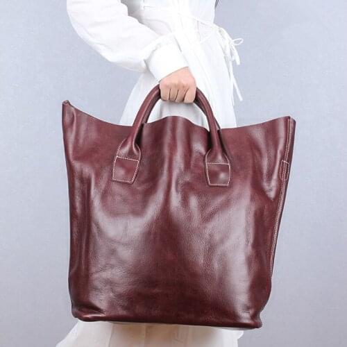 New fashion cowhide Leather women handbag large-capacity portable tote bag ladies simple shoulder bag atmosphere commuter bags