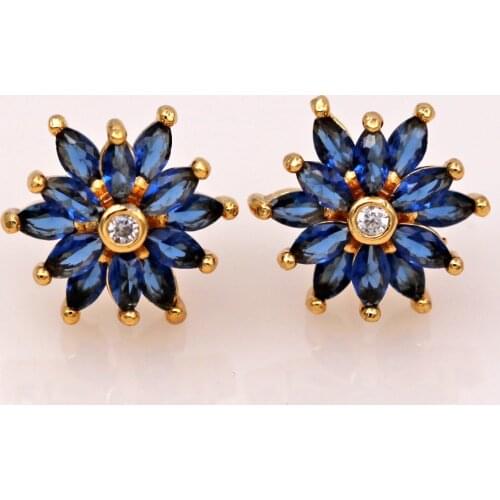 New Trendy Stud Earrings for Women Gold plated Earring with navy red Zircon Trendy Jewelry for Party Wedding Anniversary Gift