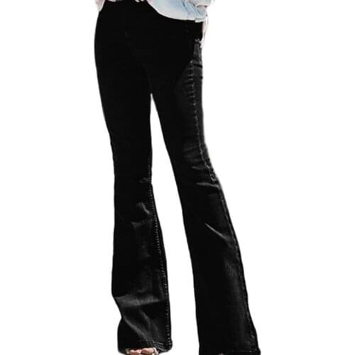 High Waist Jeans Mom Flare Jeans For Women Bell Bottom Vintage Denim Skinny Jeans Woman Plus Size Black Female Wide Leg Pants