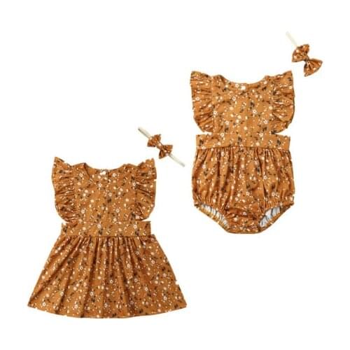 Toddler Kids Baby Sister Floral Romper Bodysuit Party Dress Summer Family Matching Outfits