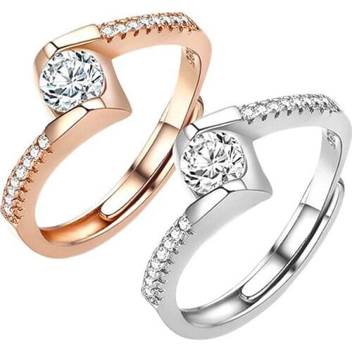 Original geometric personality ring 925 sterling silver white zircon opening ring 2020 women DIY fine jewelry gift free shipping