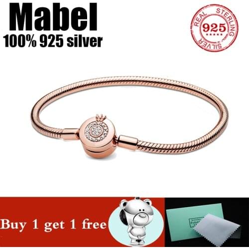 Original logo authentic 100% 925 sterling silver pan charm chain bracelet for women fashion temperament jewelry snake bracelet
