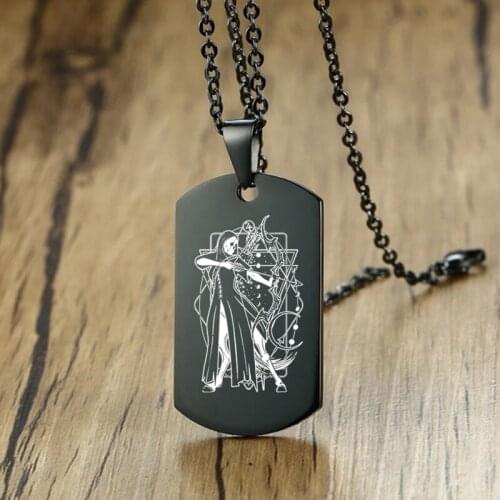 Punk 12 Constellations Stainless Steel ID Necklace Hip Hop Zodiac Signs Rectangle Pendant Chain Necklaces For Men Women