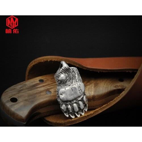 1PCS 925 Sterling Silver Bear Paw Necklace Pendant Ladies Collar Gift EDC Toy Pendant
