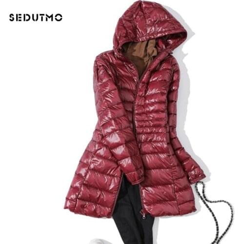 SEDUTMO Winter Ultra Light Long Womens Down Jackets Plus Size 7XL Duck Down Coat Puffer Jacket Slim Hooded Parkas ED621