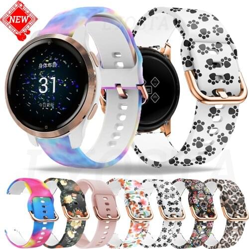NEW Printing 18MM Silicone Strap For Garmin Vivoactive 4S Move 3S Active S Rey C2 Smart Watch Sport Wristband Accessory Bracelet