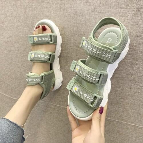 Sports Sandals Female Ins Tide Summer New Net Red Korean Version of The Velcro Student Flat Female Sandals Womens Shoes