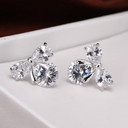 DE323 Street Series Fashion Exquisite Copper Zircon Creative Bow Stud Earrings Girls Gift Evening Woman Jewelry Stud Earrings