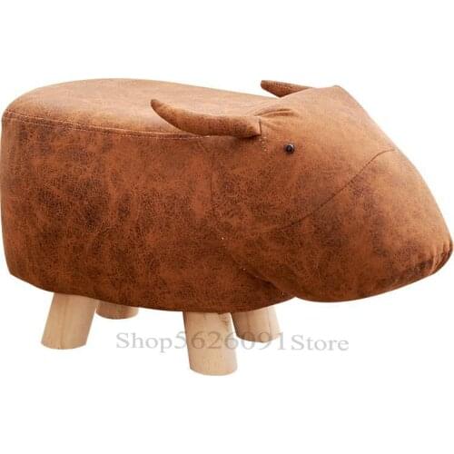 Solid wood childrens stool cartoon animal creative stool elephant sofa bench footstool shoes bench