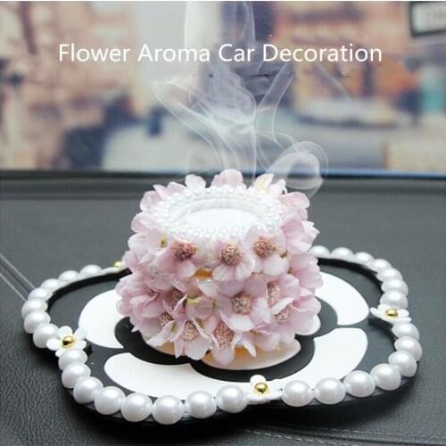 Creative Pearls Flower Car Perfume Seat Decoration New Car Gift Ladies Car Aroma Interior Ornament