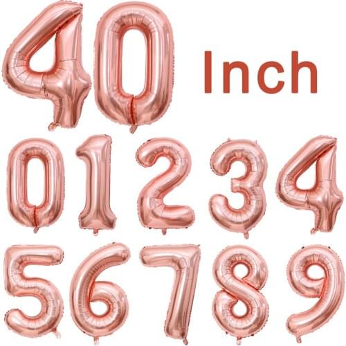 40 Inch Rainbow Number Foil Balloons Colorful Big Size Kids Birthday Party Wedding Decorations Anniversary Ballon Baby Shower
