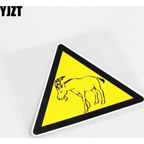 YJZT 13.8CM*11.5CM Funny Car-styling Animal Sheep Warning Mark PVC Decal Car Sticker 13-0923