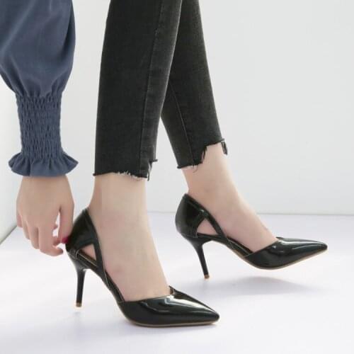 High heels 2019 summer fashion Breathable show thin shallow mouth pointed hollow out womens shoes in pure color single shoes