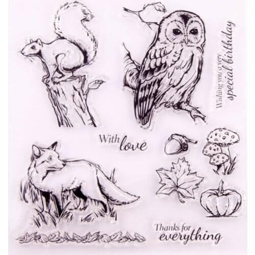 1pc Owl Squirrel Fox Transparent Clear Silicone Stamp Seal DIY Scrapbook Rubber Stamping Coloring Embossing Diary Decor Reusable