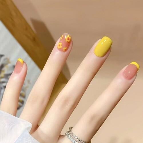 24pcs Artificial Fake Nails Short Ballerina Coffin False Nails For Designs Press On Finger Tips Manicure Tool With Jelly Glue