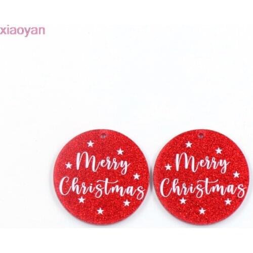 4pcs) CH1230-35mm Merry Christmas For Earrings UV Printed Holiday Statement Glitter Acrylic Jewelry Accessories