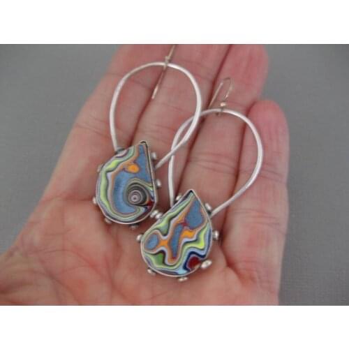 925 Sterling Silver Colorful Glazed Ford Agate Frog Earrings Bohemian Hippie Creative Dangle Earrings for Women Girls Jewelry