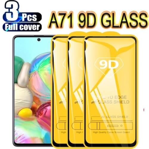 9D 3Pcs Tempered Glass For Samsung Galaxy A71 A715 Screen Protector For Samsung Galaxy A715 A71 Full Cover Glass