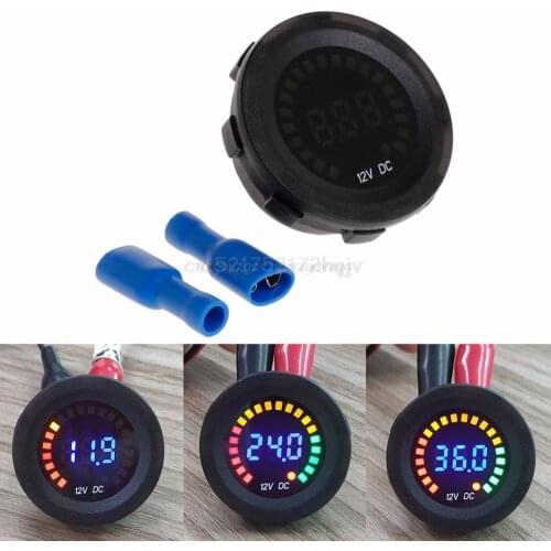 Car Motorcycle Waterproof Blue LED Digital Panel Display Voltmeter Voltage Volt Meter Gauge DC 12V O24 dropship