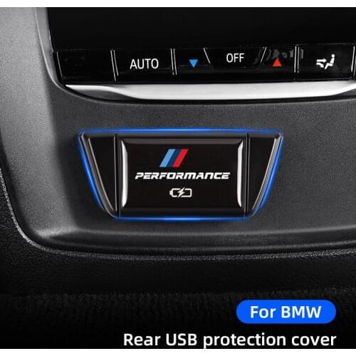 Auto Rear USB Charging Port Protection Cover sticker for BMW X1 X2 X3 X4 G01 G02 G20 G30 F20 F48 Car Accessoriesl Alloy