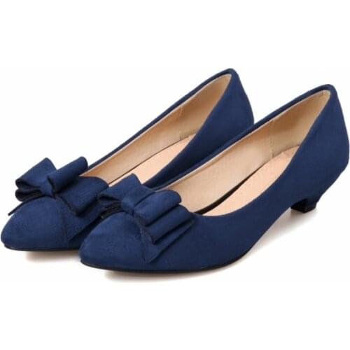 Big Size11 12 13 14 15 16 17ladies high heels women shoes woman pumps Suede tip, shallow legging, butterfly knot, horseshoe heel