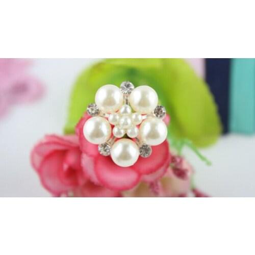 2.3cm Flat Back Brooch For Invitation Cards,Alloy Rhinestone Button ,Pearl Button Decoration For Wedding