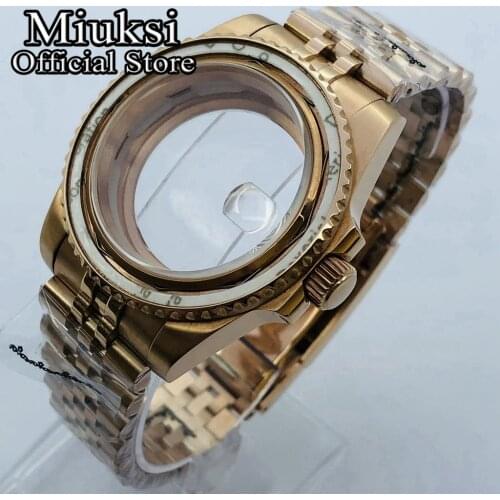 Miuksi 40mm rose gold case sapphire glass jubilee bracelet fit NH35 NH36 ETA 2836 Miyota 8205 8215 821A Mingzhu DG 2813 3804