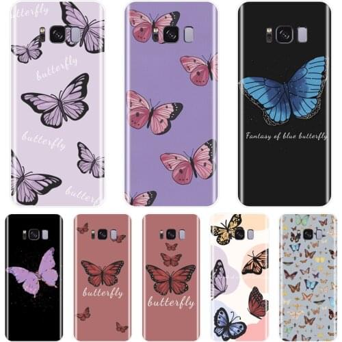 Phone Case For Samsung Galaxy S8 S9 Plus S5 S6 S7 Edge Case Silicone Purple Butterfly Back Cover For Samsung Galaxy Note 4 5 8 9