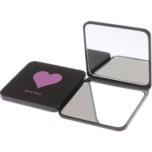 CSHOU227 Double-sided Mirror Women Foldable Makeup Mirrors Lady Cosmetic Hand Folding Outdoor Portable Compact Pocket Random