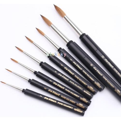 Da Vinci Travel Series 1503 Maestro Watercolor Brush,Round Kolinsky Red Sable, Pocket Case Handle, for Watercolor,Illustration
